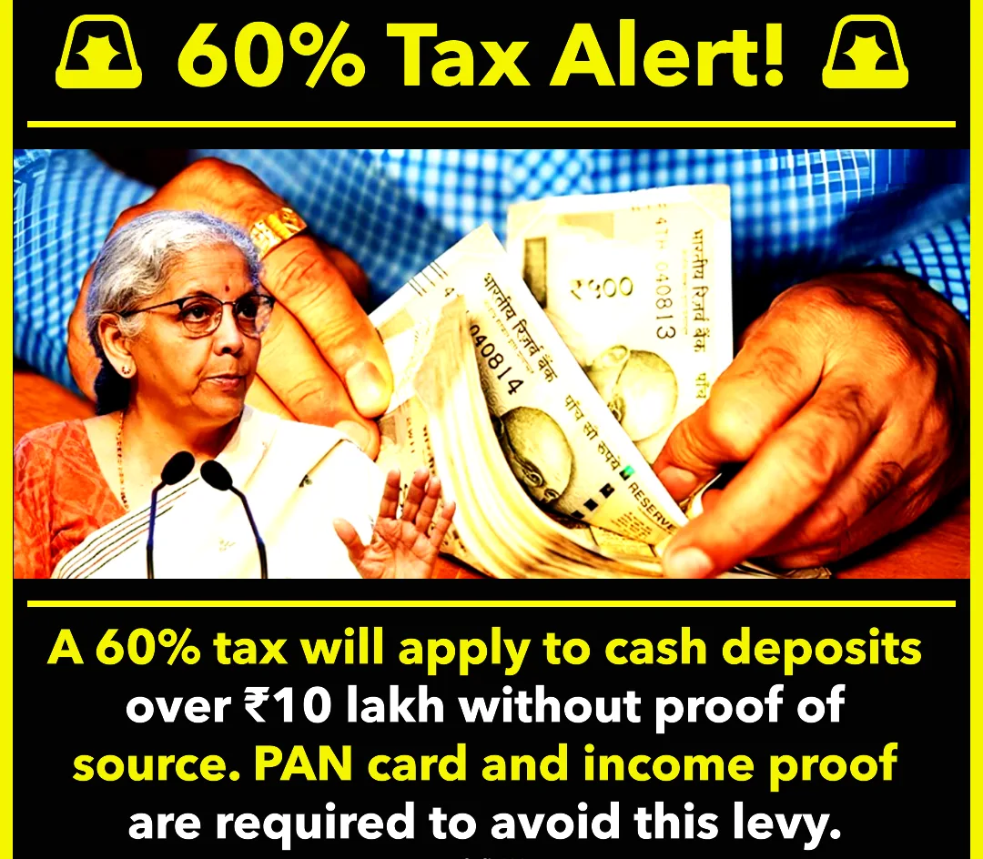 Government Imposes 60% Tax on Undisclosed Cash Deposits to Tackle Black Money