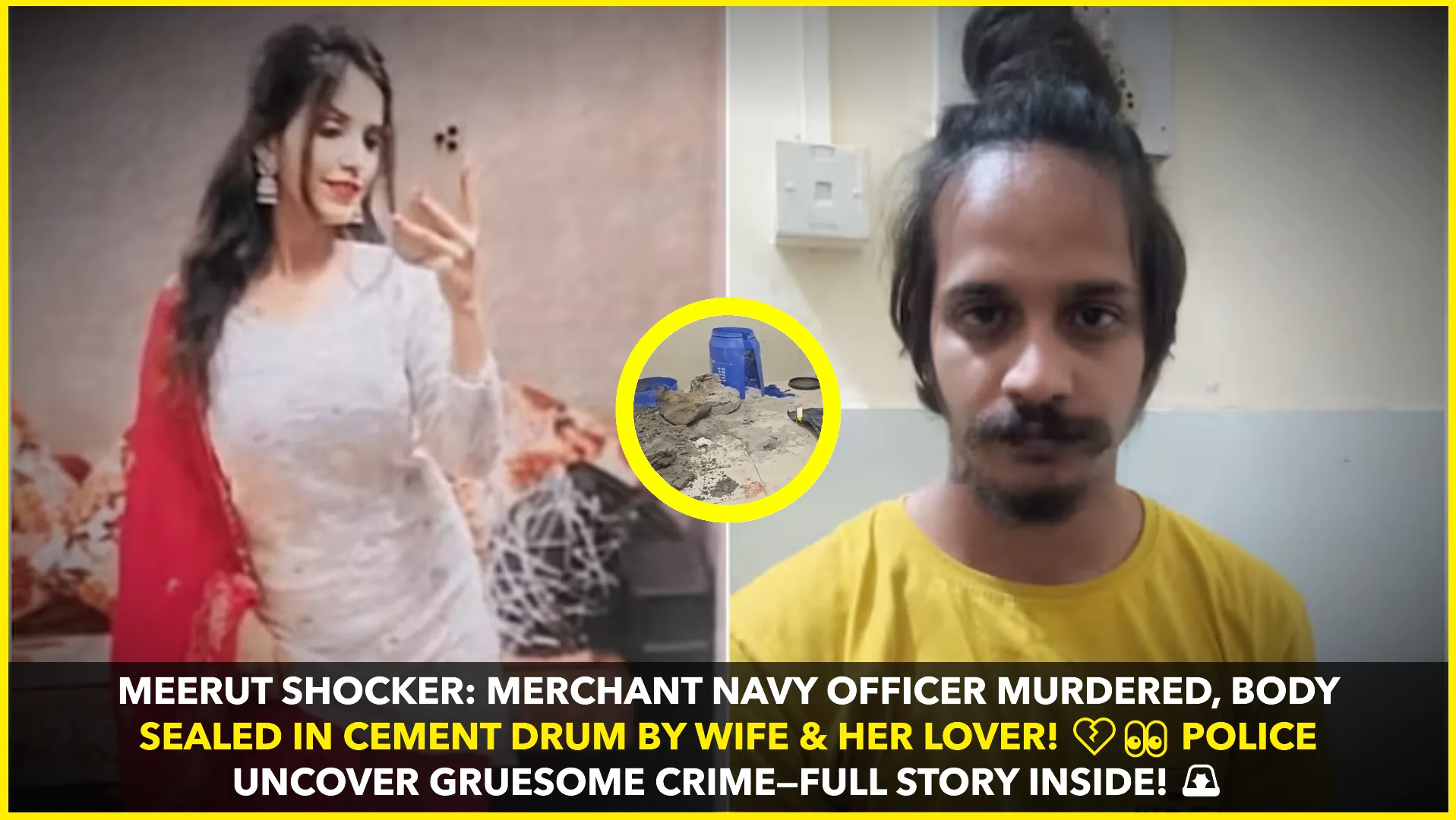 Meerut Shocker: Merchant Navy Officer Murdered, Body Sealed in Cement Drum by Wife and Lover