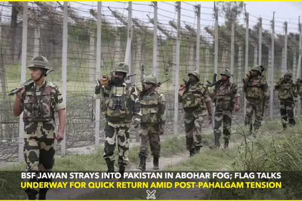 BSF constable detained after inadvertent border crossing in Abohar; flag‑meeting under way amid post‑Pahalgam tension BSF constable detained after inadvertent border crossing in Abohar; flag‑meeting under way amid post‑Pahalgam tension