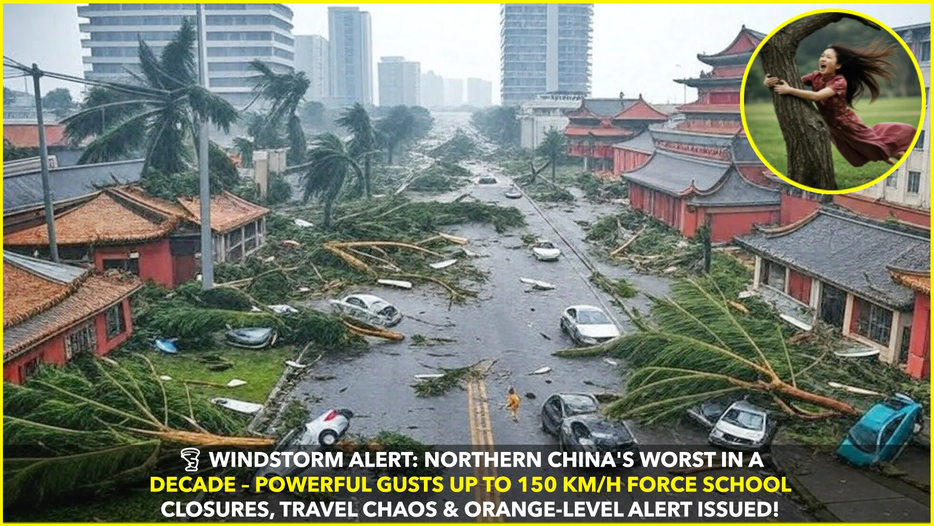 Northern China Battling Worst Windstorm in a Decade, Authorities Issue Orange Gale Alert