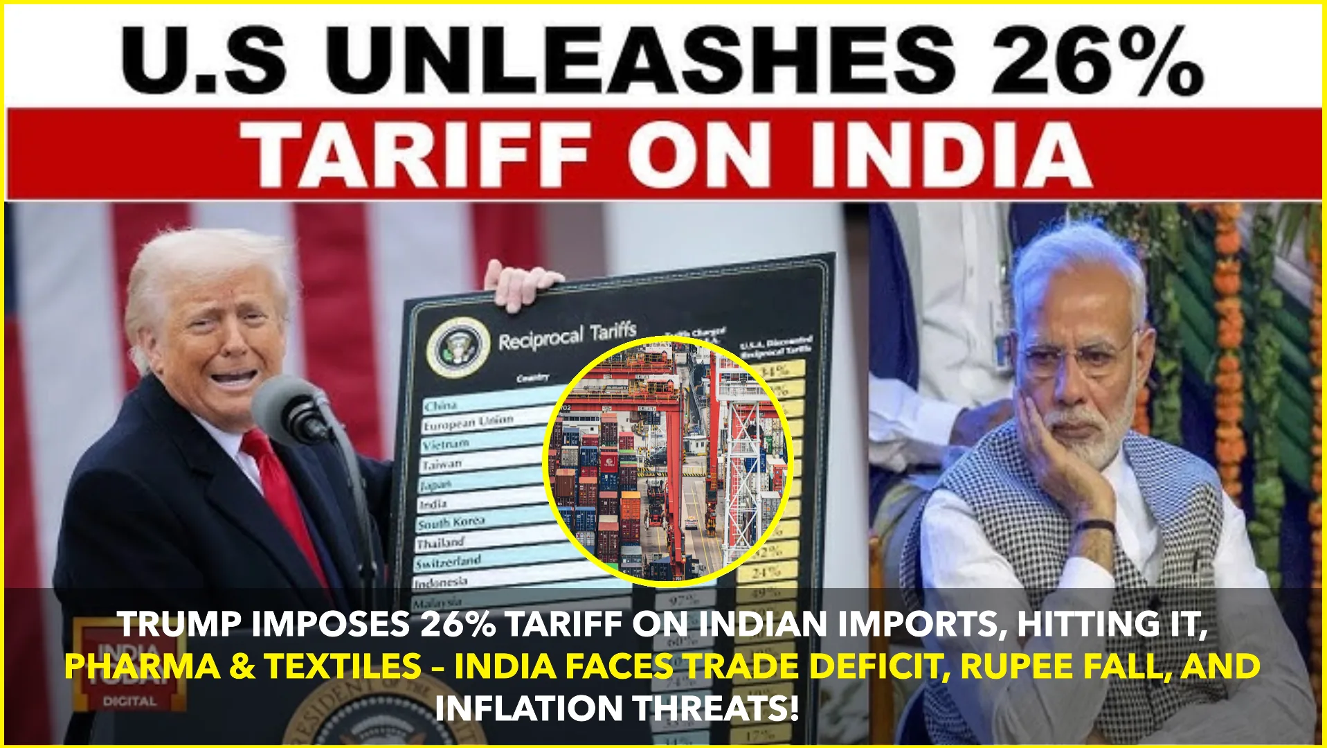 Trump Slaps 26% Tariffs on Indian Imports: Major Blow to IT, Pharma, and Textile Exports