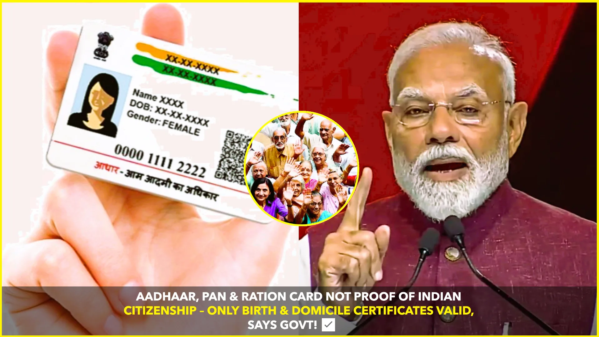 Aadhaar, PAN, and Ration Cards Not Proof of Citizenship, Says Indian Government: Citizens Advised to Secure Birth and Domicile Certificates