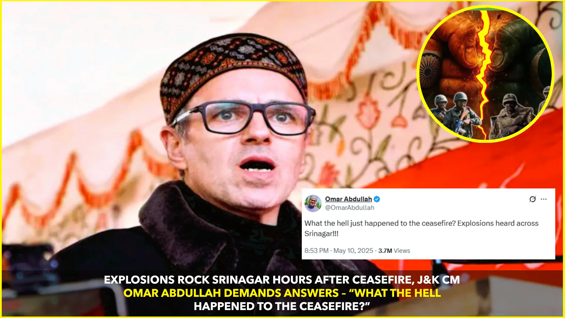 Explosions Rock Srinagar Hours After India-Pakistan Ceasefire: J&K CM Omar Abdullah Demands Accountability