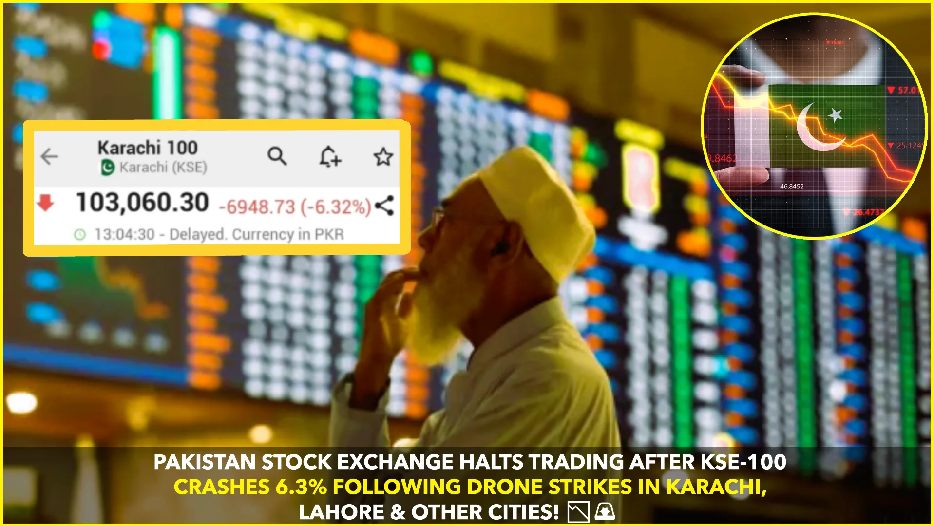 Pakistan Stock Exchange (PSX) Halts Trading as Drones Shot Down in Major Cities