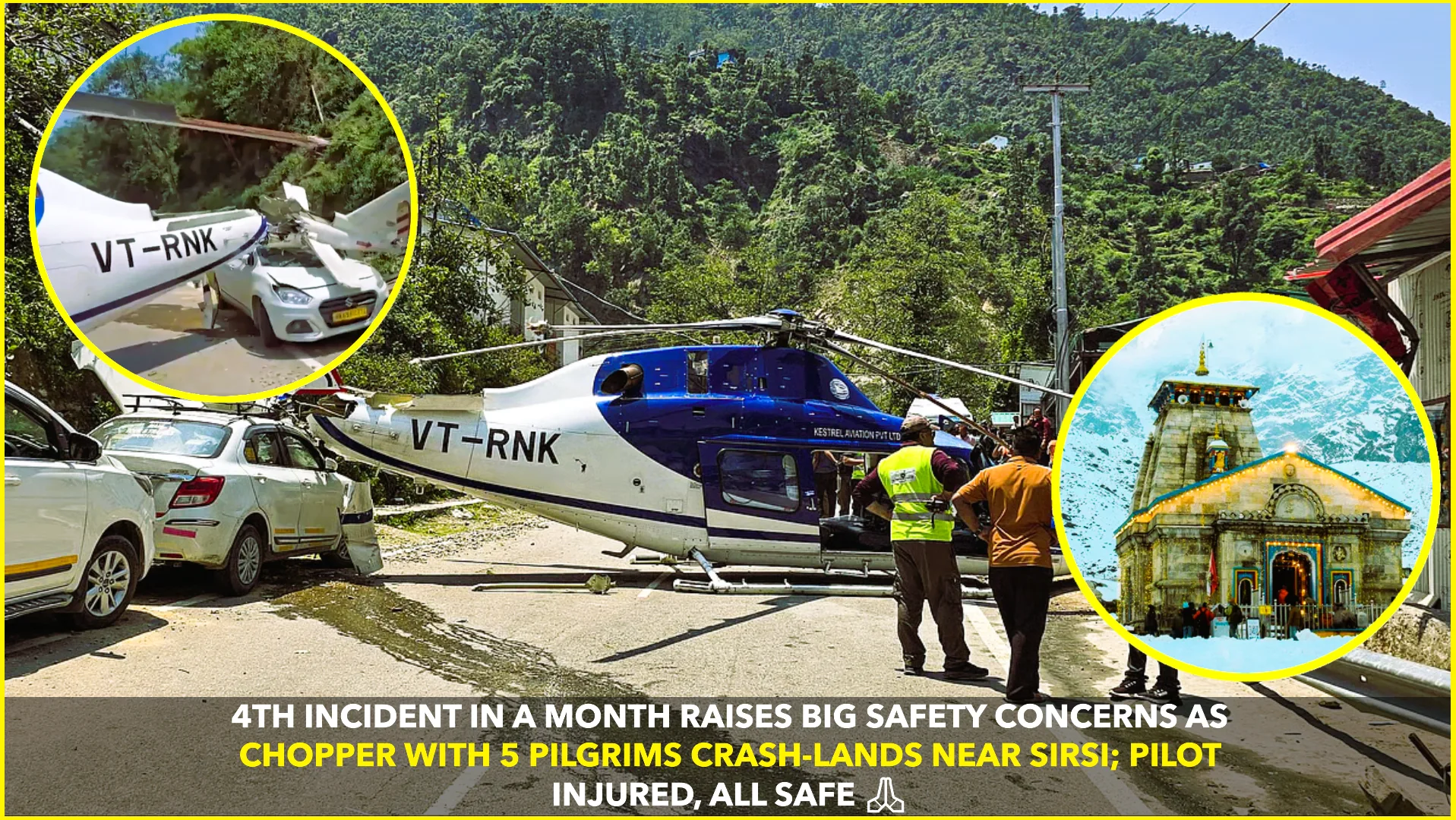 Helicopter Carrying Pilgrims Crash-Lands Near Kedarnath: Fourth Incident in a Month Raises Safety Concerns