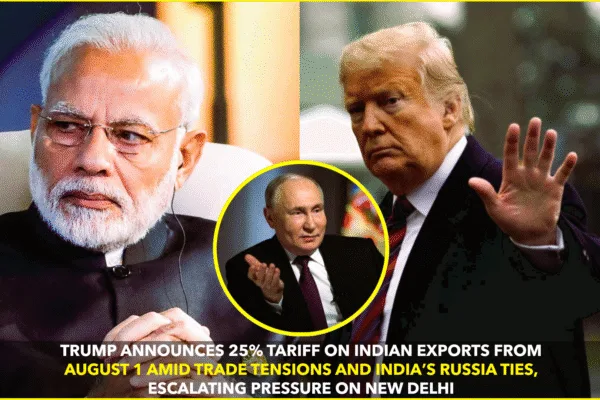 🇺🇸 Trump Slaps 25% Tariff on Indian Exports Amid Trade Tensions 🇺🇸 Trump Slaps 25% Tariff on Indian Exports Amid Trade Tensions