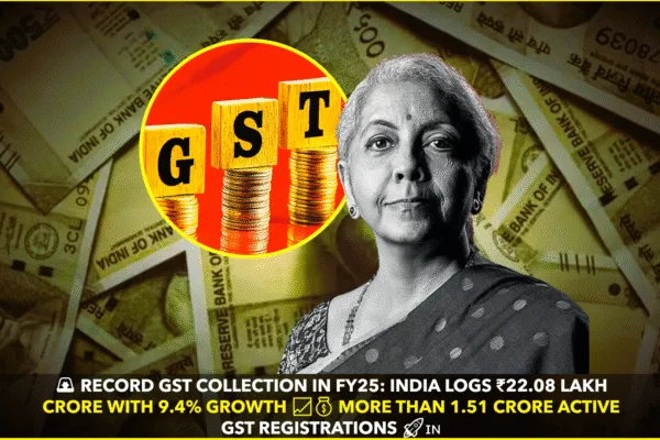 India’s GST Collection Hits Historic ₹22.08 Lakh Crore in FY25, Doubles in Five Years India’s GST Collection Hits Historic ₹22.08 Lakh Crore in FY25, Doubles in Five Years