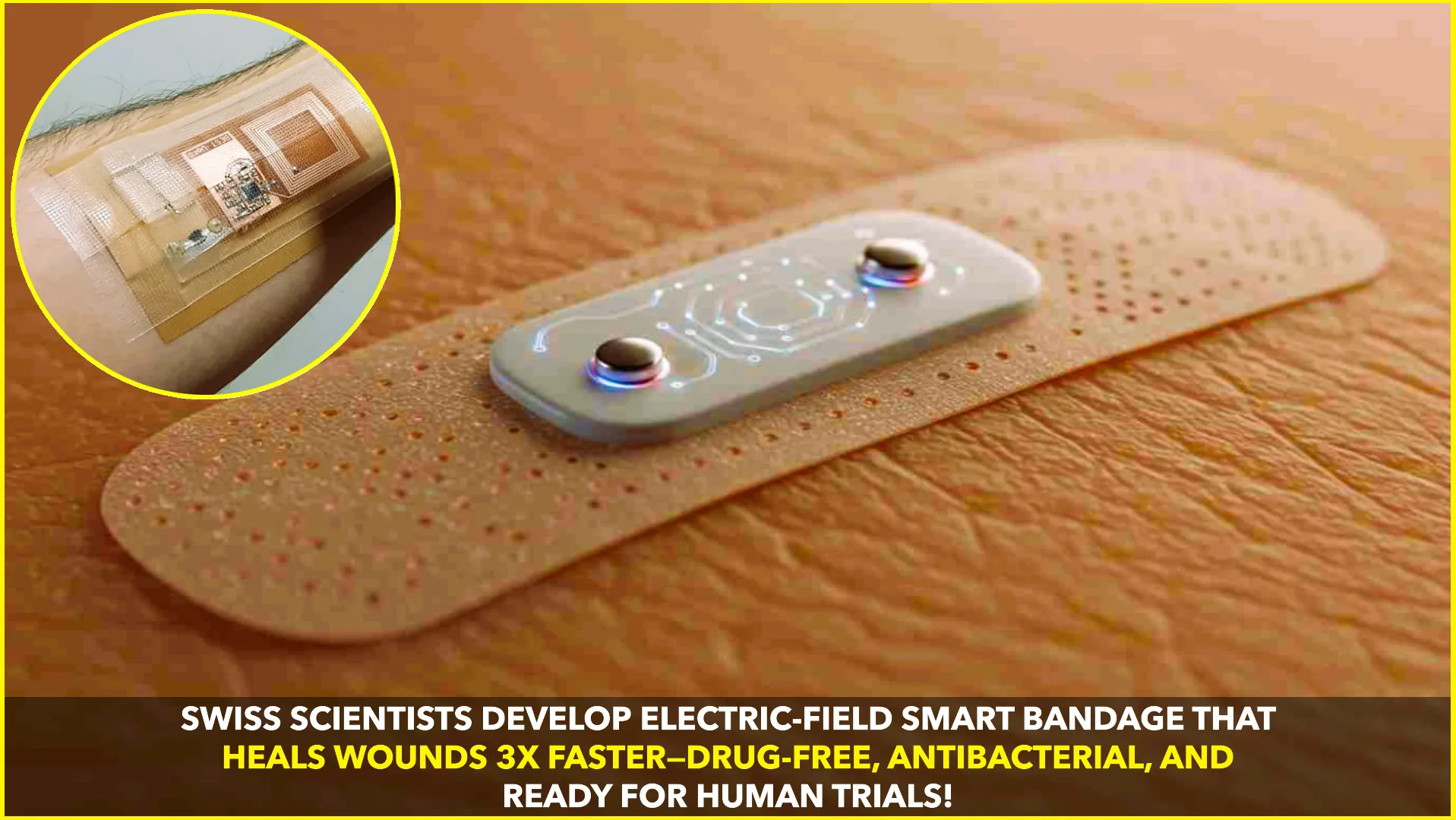 SWISS SCIENTISTS CREATE SMART BANDAGE THAT SPEEDS UP HEALING USING ELECTRIC FIELDS