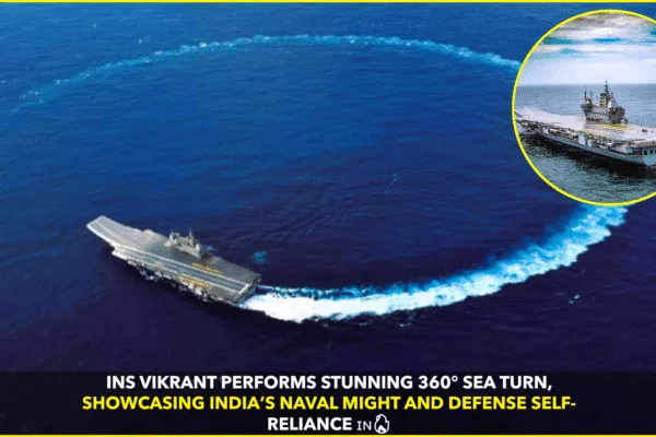INS Vikrant Performs Stunning 360° Turn During Sea Trials, Symbolizing India’s Naval Power and Self-Reliance INS Vikrant Performs Stunning 360° Turn During Sea Trials, Symbolizing India's Naval Power and Self-Reliance
