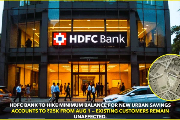 HDFC Bank to Raise Minimum Average Balance for New Urban Accounts from August 1 HDFC Bank to Raise Minimum Average Balance for New Urban Accounts from August 1