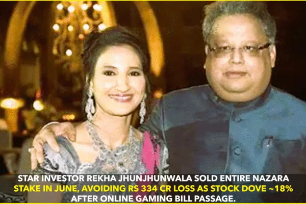 Rekha Jhunjhunwala’s Timely Nazara Exit Saved ₹334 Cr Rekha Jhunjhunwala’s Timely Nazara Exit Saved ₹334 Cr