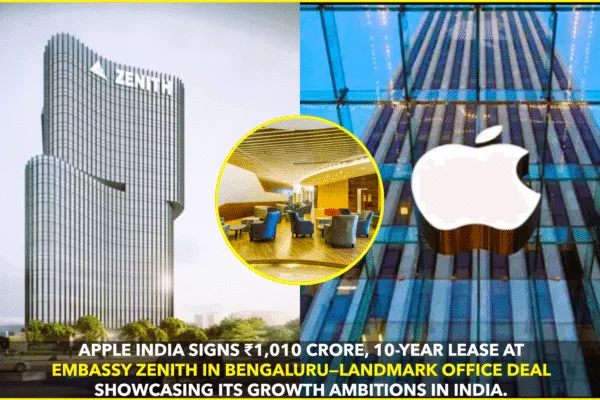 Apple Signs ₹1,010 Cr, 10-Year Embassy Zenith Lease in Bengaluru Apple Signs ₹1,010 Cr, 10-Year Embassy Zenith Lease in Bengaluru