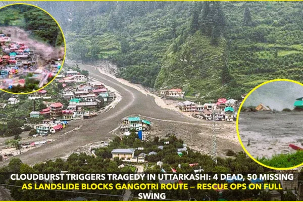Cloudburst Hits Uttarkashi, 4 Dead, 50 Missing in Landslide Cloudburst Hits Uttarkashi, 4 Dead, 50 Missing in Landslide