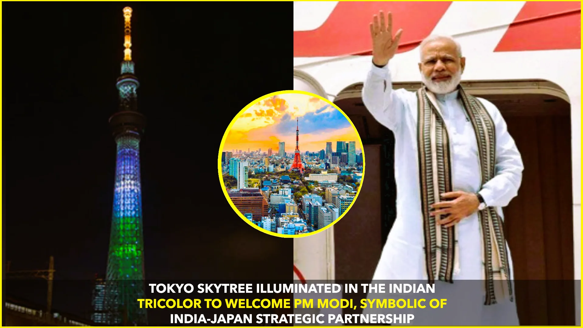 Skytree Shines Indian Tricolor in Modi’s Tokyo Welcome