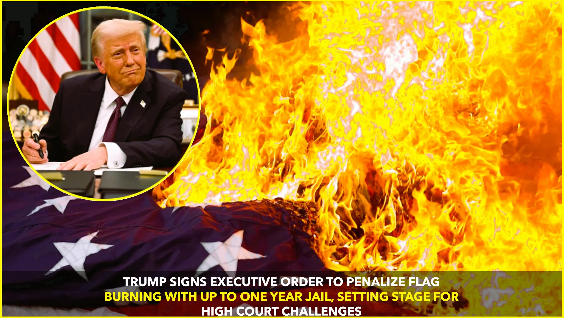Trump Orders Penalization of Flag-Burning with Jail Time